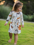 Western Horse Print Long Sleeve Dress - 2