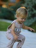 Christmas Vintage-Style Plaid Embroidered Gingerbread and Bows Boy Romper - 2