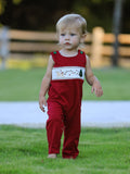 Christmas Tree Dog Smocking Embroidered Baby Boys Romper - 1