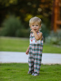 Christmas Jonjon Plaid Smocking Embroidered Boys Romper - 5