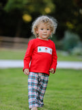 Christmas Plaid Smocking Embroidered Boys Set - 1