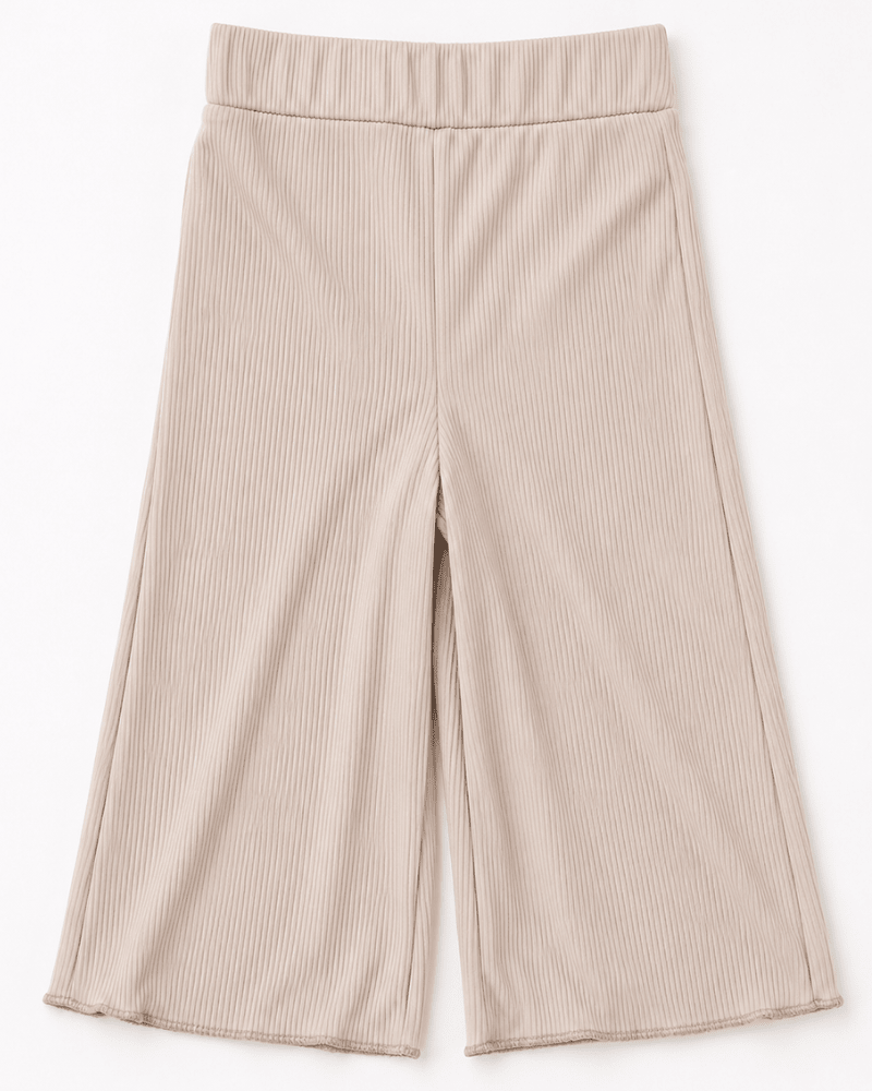 Rhea Ribbed Wide Leg Pants - Irish Cream - 1