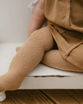 Rhinestone Fishnet Tights - Natural - 1