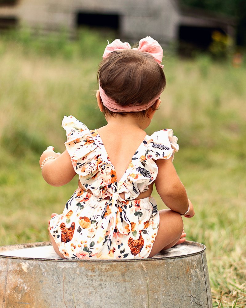Shiloh Ruffle Back Romper - Chickens - 5