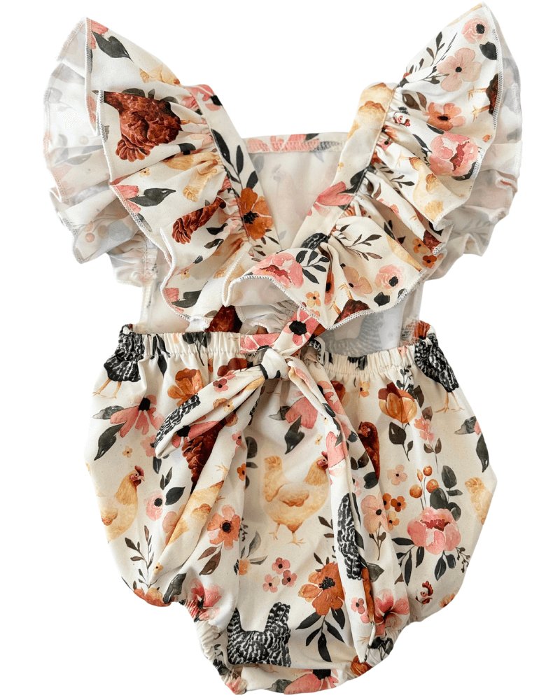 Shiloh Ruffle Back Romper - Chickens - 7