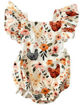 Shiloh Ruffle Back Romper - Chickens - 6