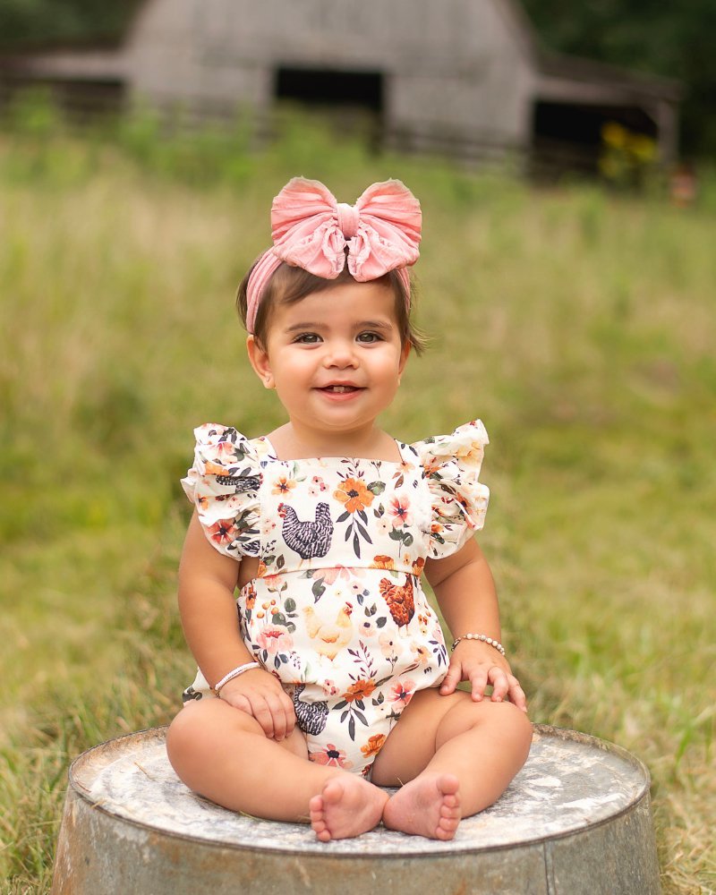 Shiloh Ruffle Back Romper - Chickens - 4