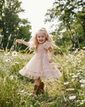 Smocked Dots Tulle Dress - Champagne - 1