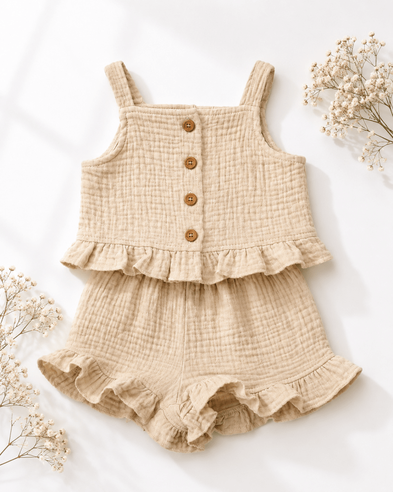 Tate Button Front Two-Piece Set - Toasted Oat - 2