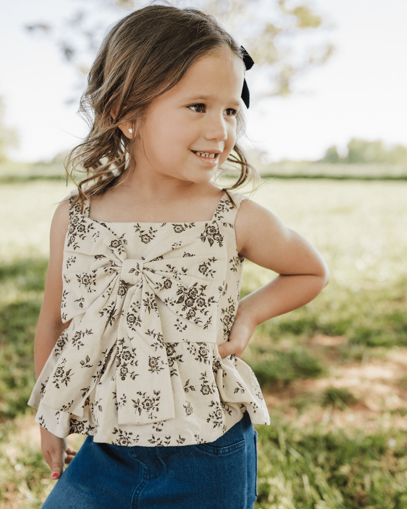 Tilly Bow Front Top - Sepia Garden