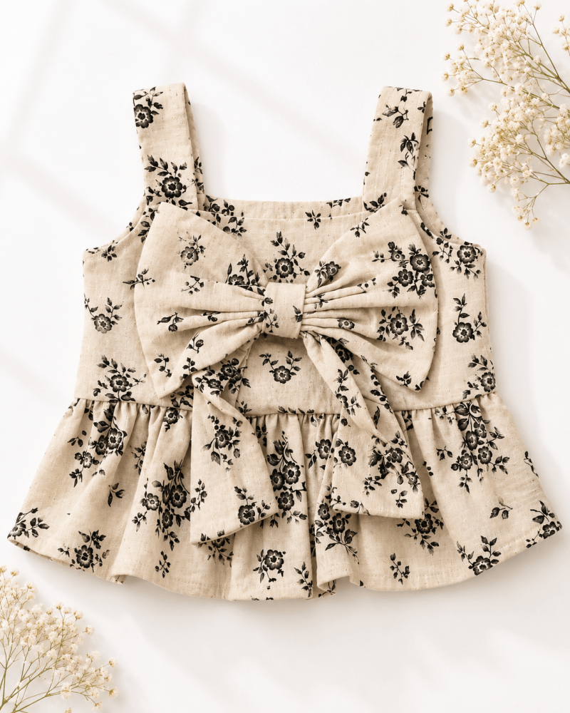 Tilly Bow Front Top - Sepia Garden