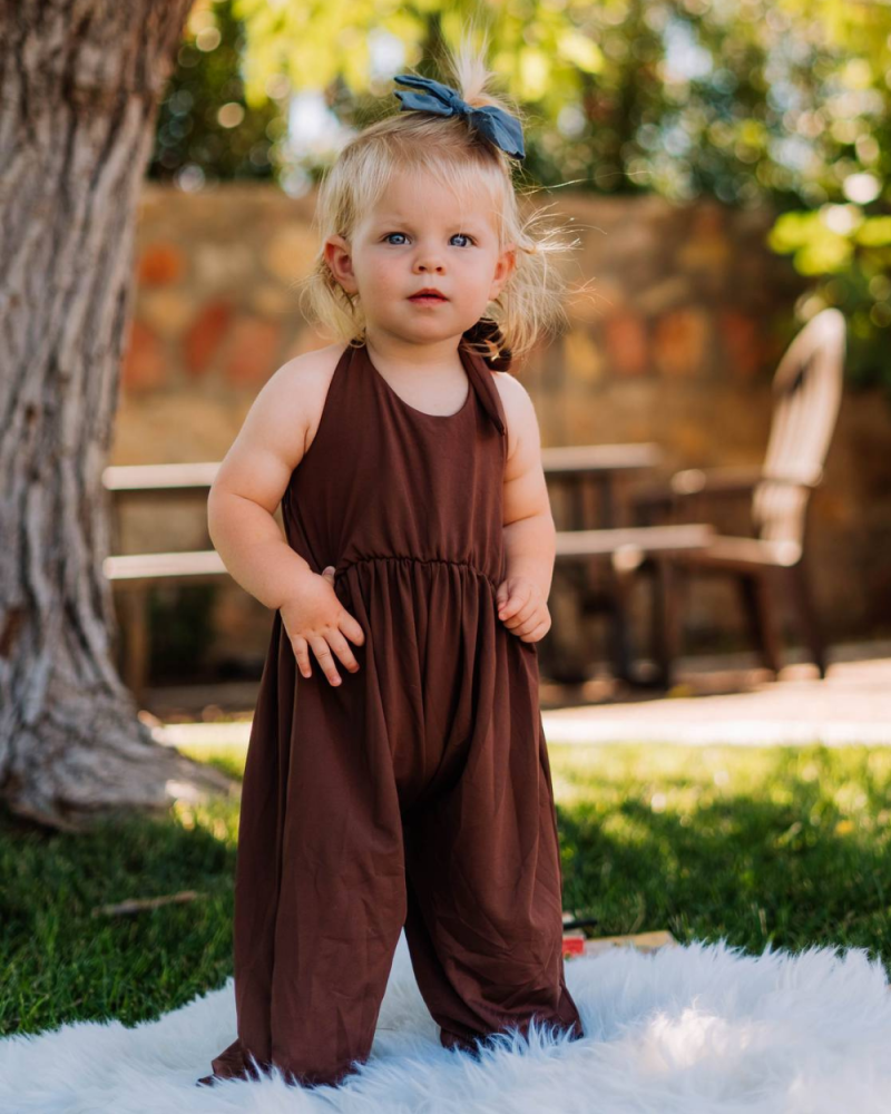 Willa Wide-Leg Halter Jumpsuit - Chestnut - 3