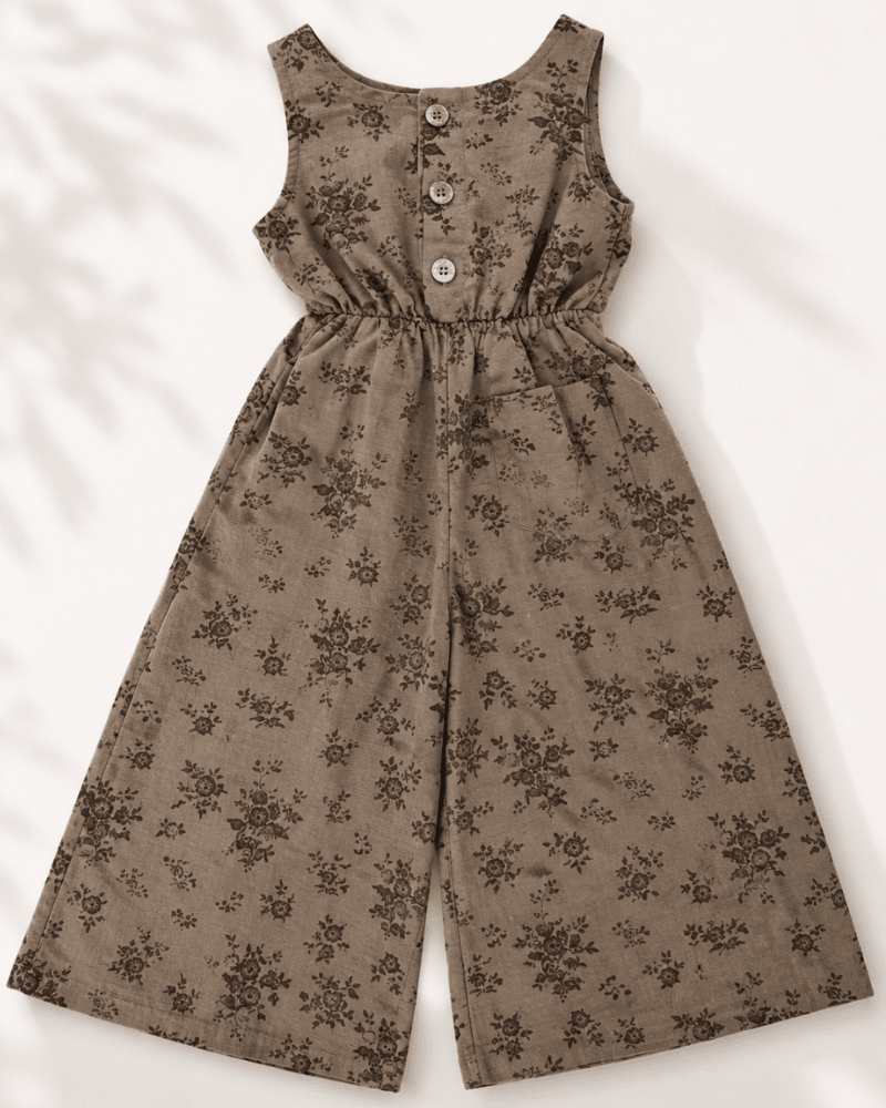 Wren Button Front Jumpsuit - Sepia Garden - 1